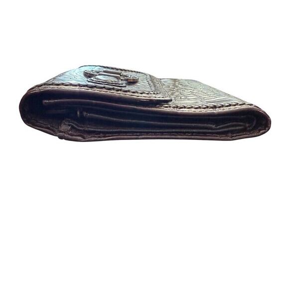 Brighton Womens Brown Croc Print Flap Wallet Bi-Fold Leather Card Holder - Picture 10 of 16